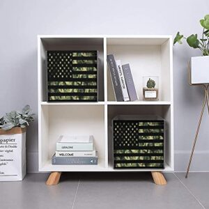 American Flag with Camouflage Large Cubes Storage Bins Collapsible Canvas Storage Box Closet Organizers for Shelves