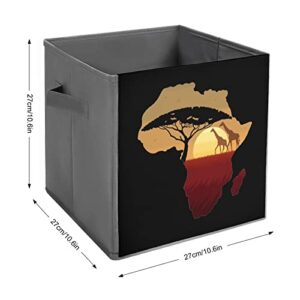 African Safari Giraffe Large Cubes Storage Bins Collapsible Canvas Storage Box Closet Organizers for Shelves