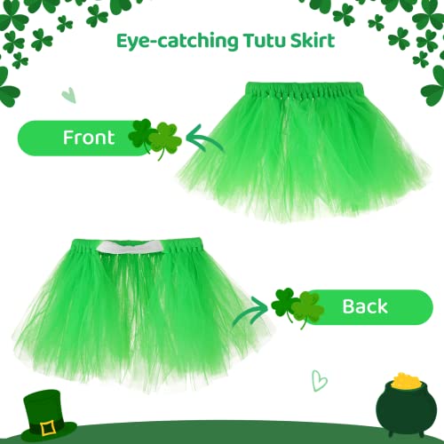 2pcs St. Patrick's Day Dog Outfit, Green Puppy Tutu Skirt & Shamrock Headband, Adorable Holiday Dog Costume Garment Set for St. Patrick's Day Decorations, Party Favors