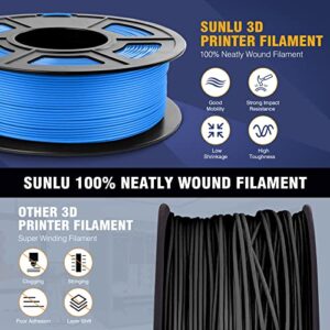 SUNLU 3D Printer Filament PLA Matte 1.75mm, Neatly Wound Filament, Smooth Matte Finish, 1kg Spool (2.2lbs), 330 Meters, Matte Black& Blue