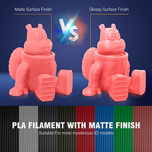 SUNLU 3D Printer Filament PLA Matte 1.75mm, Neatly Wound Filament, Smooth Matte Finish, 1kg Spool (2.2lbs), 330 Meters, Matte Black& Blue