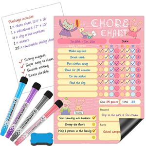 nardo visgo reusable kid chore chart reward chart, easy way to motivate your kids develop good behavior, magnetic dry erase responsibility training chart for kids children, with 4 markers and eraser