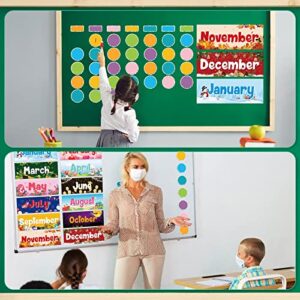 52 Pcs Magnetic Holiday Monthly Headliners Include 12 Months of The Year Headers Seasonal Bulletin Board Border 31 Writable Round Blank Confetti Accents 7 Writable Rectangle Label for Classroom School