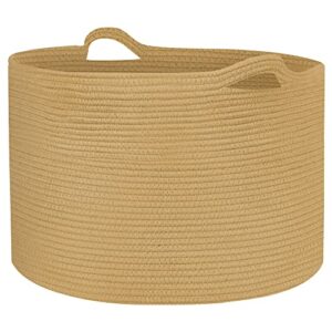 mxmhome xxxl large blanket basket jumbo woven baskets for storage cotton rope baskets jute throw blanket storage baskets for pillows toy storage basket orgniazer bins (23.6”x 23.6”x 14.1”)