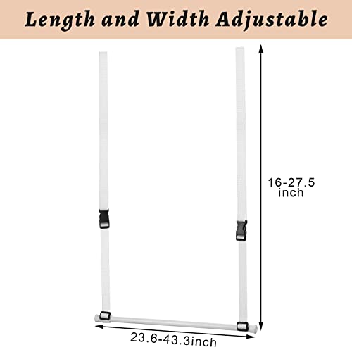 Amyhill 2 Pack Double Hanging Closet Rod Extender Width and Height Adjustable Closet Hanging Rod Extension Organizer Space Saving Clothes Hanging Bar with 4 Pcs Nylon Bands for Closet Clothes Storage