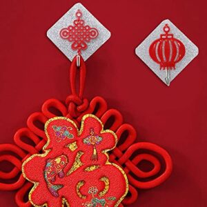 DIEWU Chiese Style Spring Festival Adhesive Hooks for Hanging ChunLian, Wall Door Window Decorative Storage Hooks(Transparent Lanterns)