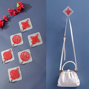 DIEWU Chiese Style Spring Festival Adhesive Hooks for Hanging ChunLian, Wall Door Window Decorative Storage Hooks(Transparent Lanterns)