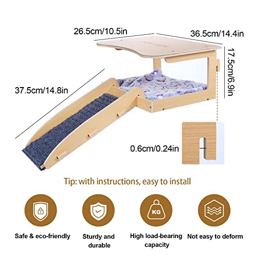 MEWTOGO Guinea Pig Hideout - Natural Wooden Small Animal House Bed with Stairs and Mat, Detachable Small Pet Hut Habitats for Guinea Pig Hamsters Bunny Chinchillas