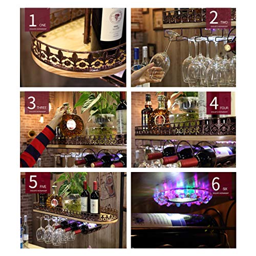 Stylish Simplicity Down Vintage Wine Rack Iron Simple Style Multi-Function Display Household Wine Glass Holder Restaurant Kitchen Bar Floating Wine Rack (Bronze 100 * 28Cm), PIBM, Black, 60 * 28cm/