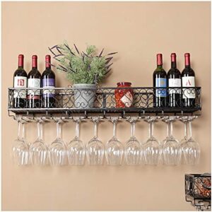 wall-mounted wine rack simple style metal home goblet multi-function display storage wine rack -restaurant kitchen bar living room height adjustable (bronze 120 * 25cm) , pibm , black , 100*25cm/39*9
