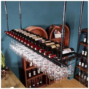 ceiling craft wine glass stylish simplicity rack vintage wrought iron inverted goblet rack simple display wine glass bracket adjustable height bar floating wine rack (bronze 120 * 30cm), pibm, blac