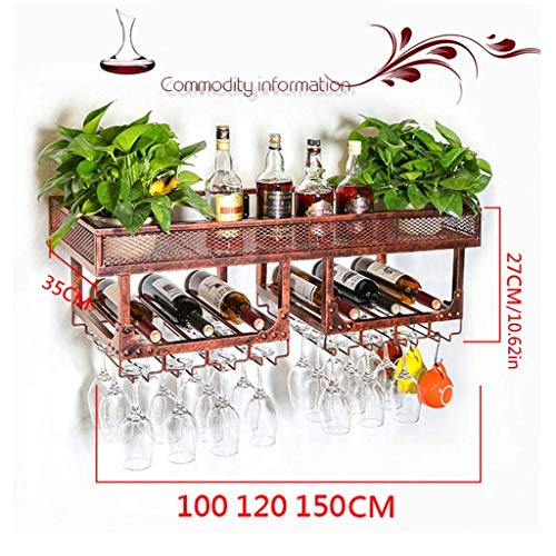 Wall-Mounted Wine Glass Holder Vintage Stylish Simplicity Industrial Stylish Simplicity Goblet Rack Kitchen Cutlery Bottle Holder Creative Decoration Wine Glass Holder Bar Floating Wine Rack (Bronze