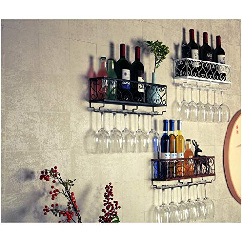 Stylish Simplicity Industrial Metal Wall-Mounted Wine Glass Holder Black Vintage Stylish Simplicity Champagne Glass Wine Glass Goblet Holder 80X20Cm Can Hold 16 Bottles of Wine Display Stand, PIBM