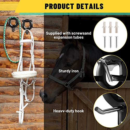 YUNFUTILEI Horse Tack Horse Bridle Rack Bridle Hooks for Tack Room - Metal Storage Hook for Horse Supplies（4 Counts）