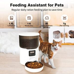 PUET Automatic Dog Feeders, Timed Cat Feeders, 4L Programmable Portion Size Control 1-6 Meals Per Day, Dry Food Dispenser with Desiccant Bag, 10s Voice Recorder