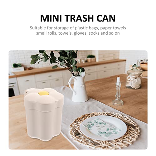 Zerodeko Trash Cans Trash Cans Garbage Cans Mini Wastebasket Trash Can Tiny Desktop Waste Garbage Bin with Swing Lid for Home Office Kitchen Vanity Tabletop White Trash Cans Garbage Cans Garbage Cans