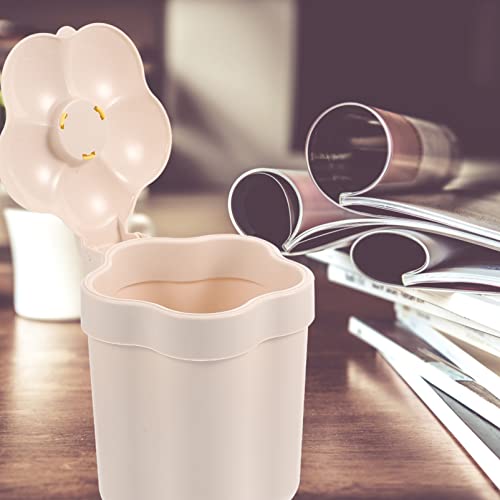 Zerodeko Trash Cans Trash Cans Garbage Cans Mini Wastebasket Trash Can Tiny Desktop Waste Garbage Bin with Swing Lid for Home Office Kitchen Vanity Tabletop White Trash Cans Garbage Cans Garbage Cans