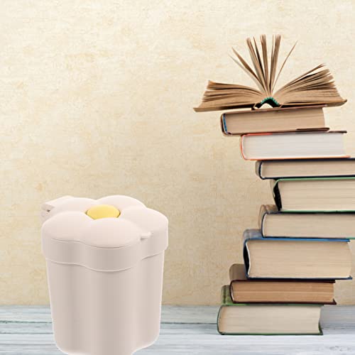 Zerodeko Trash Cans Trash Cans Garbage Cans Mini Wastebasket Trash Can Tiny Desktop Waste Garbage Bin with Swing Lid for Home Office Kitchen Vanity Tabletop White Trash Cans Garbage Cans Garbage Cans