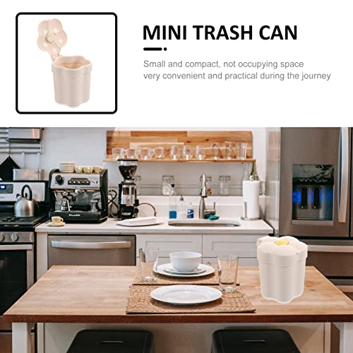 Zerodeko Trash Cans Trash Cans Garbage Cans Mini Wastebasket Trash Can Tiny Desktop Waste Garbage Bin with Swing Lid for Home Office Kitchen Vanity Tabletop White Trash Cans Garbage Cans Garbage Cans