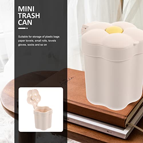 Zerodeko Trash Cans Trash Cans Garbage Cans Mini Wastebasket Trash Can Tiny Desktop Waste Garbage Bin with Swing Lid for Home Office Kitchen Vanity Tabletop White Trash Cans Garbage Cans Garbage Cans