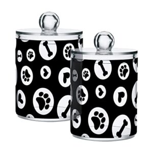 love paw imprint acrylic jars 2/4 pack of 12 oz, for bathroom canister storage organization, vanity makeup organizer