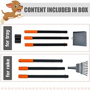 Niubya Pooper Scooper for Dogs, Metal Poop Scooper Tray and Rake Set with Adjustable Long Handle, Dog Pooper Scooper for Pet Waste Removal