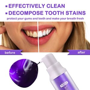 OETNAISAN Purple Toothpaste for Teeth Whitening,Stain Removal Whitening Toothpaste, Purple Teeth Whitening Gel Cleaner Yellow Teeth, Sensitive Teeth Gel Toothpaste Protect Gums