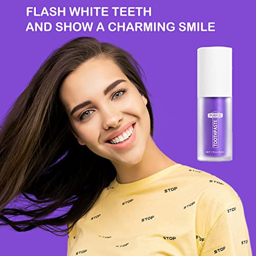 OETNAISAN Purple Toothpaste for Teeth Whitening,Stain Removal Whitening Toothpaste, Purple Teeth Whitening Gel Cleaner Yellow Teeth, Sensitive Teeth Gel Toothpaste Protect Gums