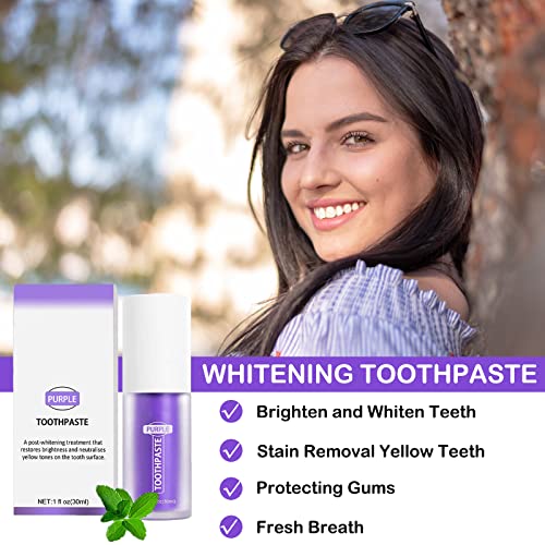 OETNAISAN Purple Toothpaste for Teeth Whitening,Stain Removal Whitening Toothpaste, Purple Teeth Whitening Gel Cleaner Yellow Teeth, Sensitive Teeth Gel Toothpaste Protect Gums