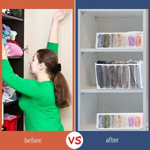 18 Pcs Drawer Organizers for Clothing Wardrobe Clothes Organizer Divider Foldable Mesh Closet Organizers and Storage for T-shirt, Jeans, Pants, Sock, Underwear, Bra (7 Grids, big and small)