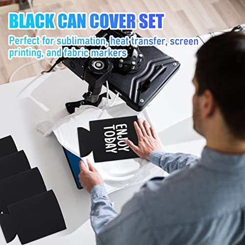 100 Pack Black Blank Can Cooler Sleeves Bulk Collapsible Can Covers Neoprene Insulated Drink Insulator Sleeve Reusable Personalized Sublimation Sleeves for Soda Water Bottle Weddings Party