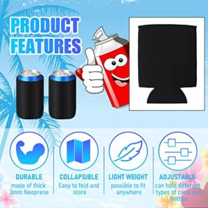 100 Pack Black Blank Can Cooler Sleeves Bulk Collapsible Can Covers Neoprene Insulated Drink Insulator Sleeve Reusable Personalized Sublimation Sleeves for Soda Water Bottle Weddings Party