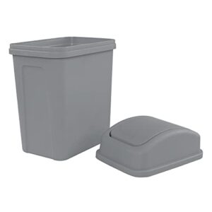 Cand 4 Pack 7 Liter Swing Top Trash Can, 1.8 Gallon Plastic Garbage Can, Gray Dustbin