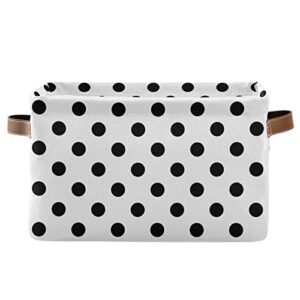alaza black polka dots on white large storage basket with handles foldable decorative 1 pack storage bin box for organizing living room shelves office closet clothes