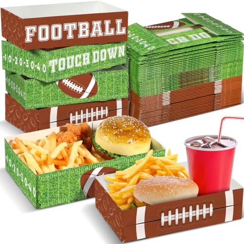 50 Pieces Paper Food Trays with Football Style Disposable Movie Night Snack Boxes Bowls Movie Theater Drink Popcorn Nacho Holder Food Serving Boats for Kids Movie Night Supplies Birthday Party