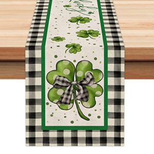 arkeny st patricks day lucky green shamrock table runner 72 inches, bow spring seasonal holiday decor for dining table indoor home farmhouse tabletop decoration at394