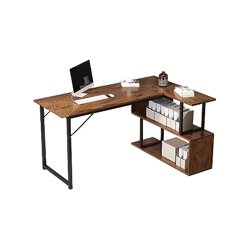 ALISENED L Shaped Computer Desk with 2 Shelves Bookshelf, Modern Corner Computer Desk with Storage, Office Desk Study Table Writing Desk for Home Office