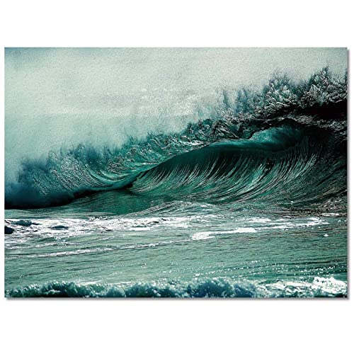 Beach Wave Art Large Area Rugs, Ocean Breaking Wave Runner Rugs, Non-Slip Floor Throw Mat, Rectangle Carpet for Living Room, Bedroom, Hallway Front Entrance, Kitchen, Dining, 3' x 5'