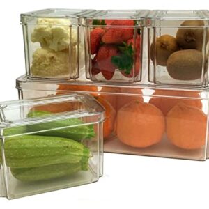 Plexel Refrigerator Organizer Bins, Fridge Organizer, Clear Plastic Food Storage Containers, Contenedores Para Organizar Cocina, Pantry Organization And Storage, with Removable Drain Tray. (3)