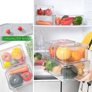 Plexel Refrigerator Organizer Bins, Fridge Organizer, Clear Plastic Food Storage Containers, Contenedores Para Organizar Cocina, Pantry Organization And Storage, with Removable Drain Tray. (3)