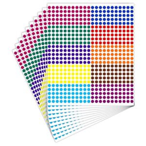5500pcs color coded sticky label stickers, 0.24inch round color coding stickers self-adhesive colored dot stickers for school office labeling supplies (10 colors)