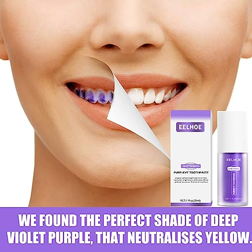 2Pcs Purple Toothpaste for Teeth whitening, Teeth Whitening Toothpaste Tooth Correction Whitening Toothpaste Conceals Stains Improves Teeth Brightness Reduce Yellowing