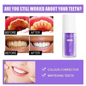 2Pcs Purple Toothpaste for Teeth whitening, Teeth Whitening Toothpaste Tooth Correction Whitening Toothpaste Conceals Stains Improves Teeth Brightness Reduce Yellowing