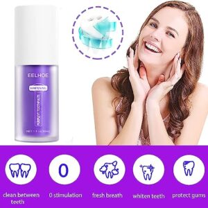 2Pcs Purple Toothpaste for Teeth whitening, Teeth Whitening Toothpaste Tooth Correction Whitening Toothpaste Conceals Stains Improves Teeth Brightness Reduce Yellowing