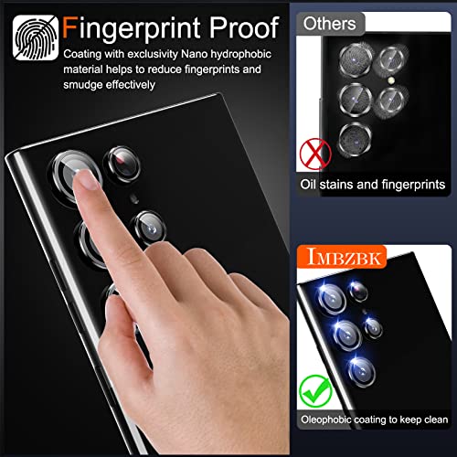 IMBZBK [5+5 Pack] for Samsung Galaxy S23 Ultra Camera Lens Protector Accessories Cover Camera Screen Protector Tempered Glass for Samsung Galaxy S23 Ultra Aluminum Edge Metal Case Friendly, Black