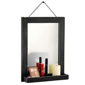 funerom 11.8 x 15.8 inch vintage wood farmhouse wall mirror hanging wall mirror for living room or bathroom vanity black