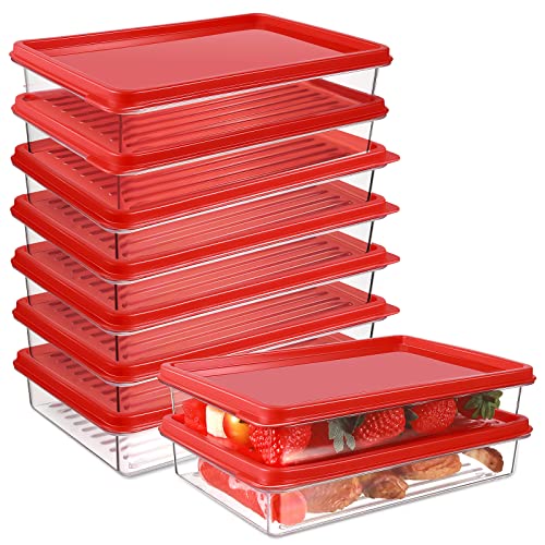 8 Pcs Food Storage Container 22 oz Plastic Food Containers with Lid Clear Container for Food Stackable Portable Freezer Storage Containers Plastic Bacon Keeper for Fruits Vegetables Meat Cookie Cheese