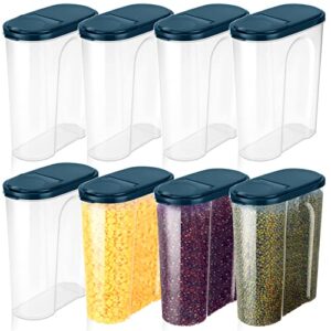 8 pcs cereal containers storage set airtight food storage container with lid 2.4 l/ 81fl oz plastic pantry organization canisters bulk for kitchen rice cereal flour sugar snacks dry food (dark blue)