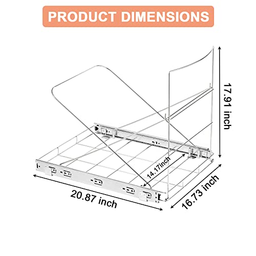 Glolaurge Pull Out Trash Can Under Cabinet (Cans Not Included), Adjustable Sliding Garbage Can Shelf, Dual Recycling Bins Hardware for Kitchen Cabinet