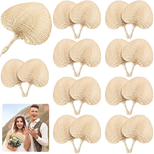 20 Pieces Wedding Raffia Fans Bamboo Fan Natural Handmade Palm Leaf Hand Weaving Fan Boho Fans for Guest Couple Summer Cooling Supplies Farmhouse Wall Decor Wedding Favors